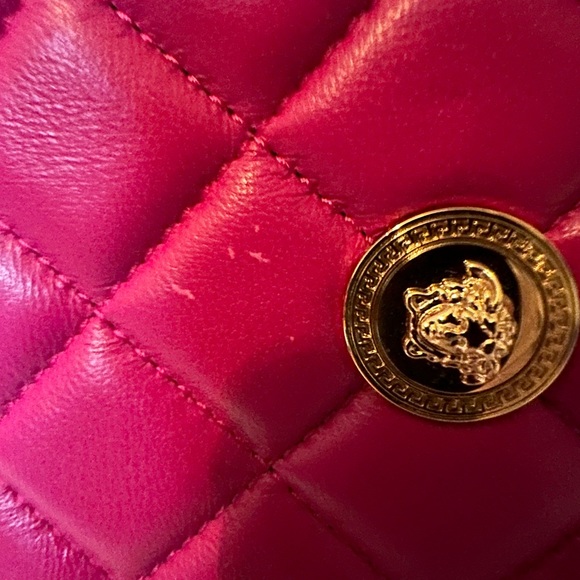Versace Pink quilted card case compact wallet NEW (AUTHENTIC) - Picture 6 of 10